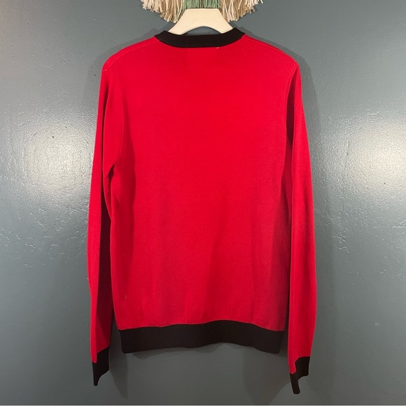 Ugly Christmas Party Unisex Red Elf Graphic Long Sleeve Sweater Size S - Picture 2 of 3